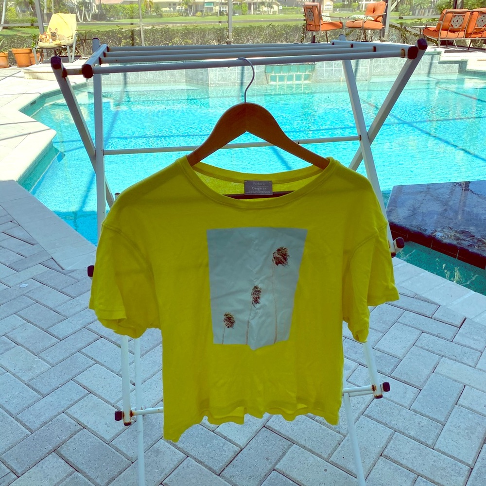 Free People Cropped yellow tee with palm trees